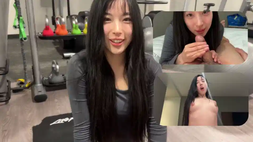 Elle Lee  健身房里的可爱亚洲女孩诱骗男人射精